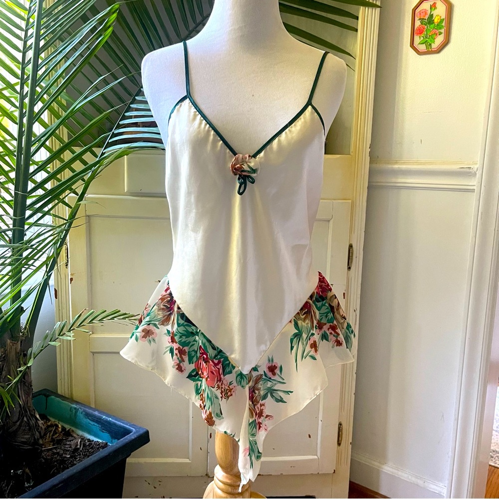 80’s Ivory Satin Bodysuit Vintage Val-Mode